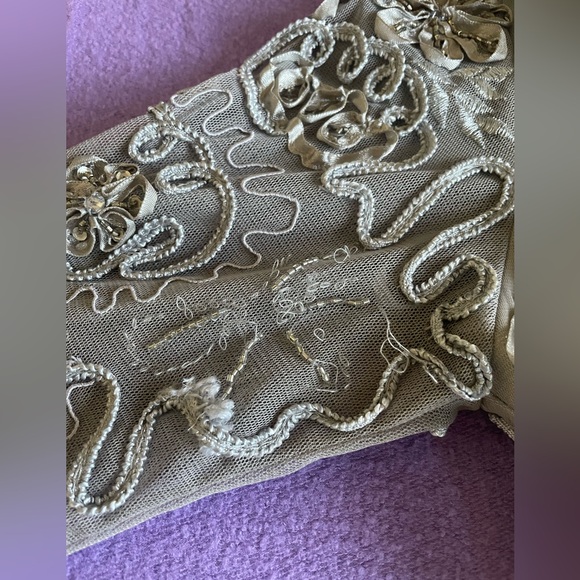 Sue Wong Nocturne Beaded Cocktail Dress 3/4 Sleeve V-Neck Sheath Size 2 - Picture 8 of 9